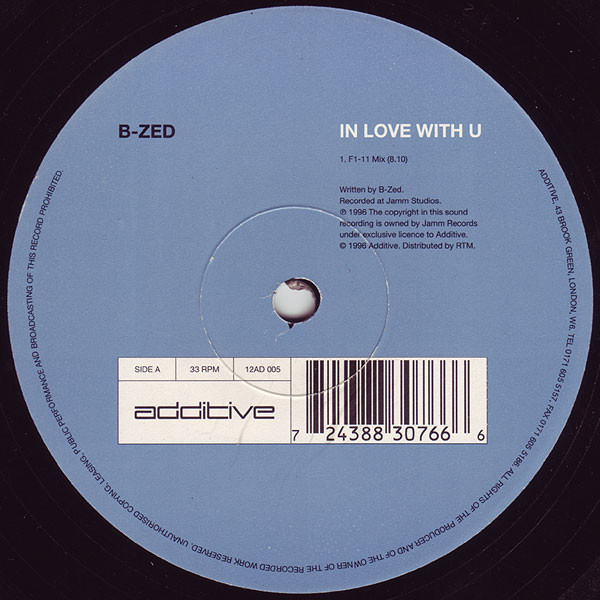 B Zed - In Love With U (F 1-11 Mix / Mile High Club Mix / Mudmens Dub Groove) 12" Vinyl Record