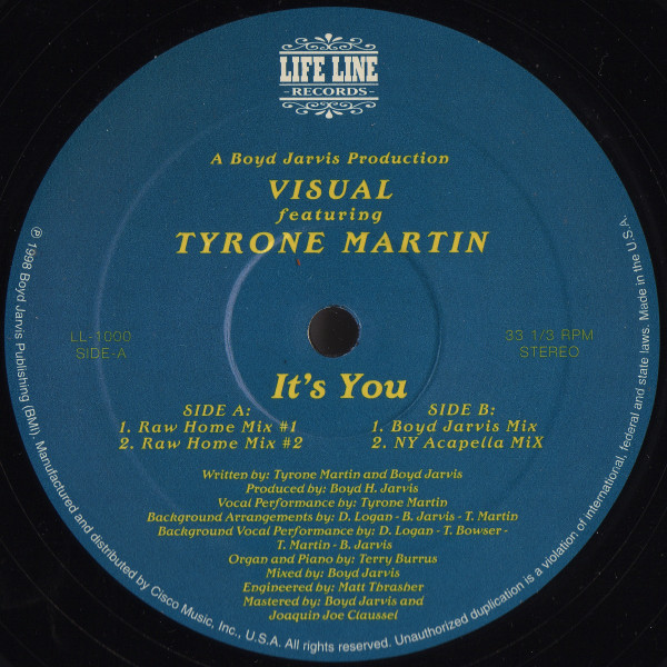 Visual featuring Tyrone Martin - Its you (Boyd Jarvis mix / Raw Home mix 1 / Raw Home mix 2 / NY Acappella)