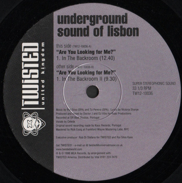 Underground Sound Of Lisbon - Are you looking for me (In The Backroom Mixes) Vinyl 12"