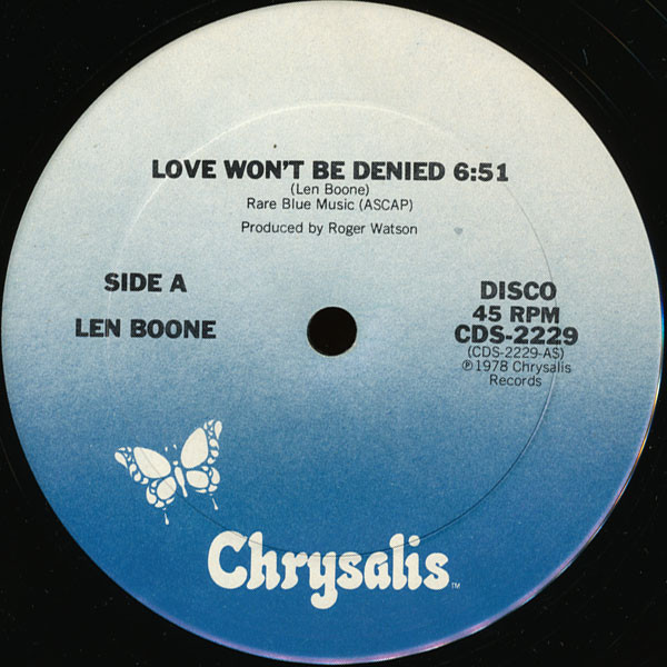 Len Boone - Love Wont Be Denied (Extended / Instrumental)  12" Vinyl US Original Pressing