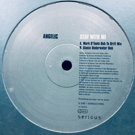 Angelic - Stay with me (Vinyl Promo) Mark Otoole & Sionix dubs