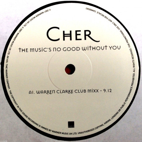 Cher - The music's no good without you (Warren Clarke club mix, Instrumental & dub mix / Walter Taieb remix) double promo