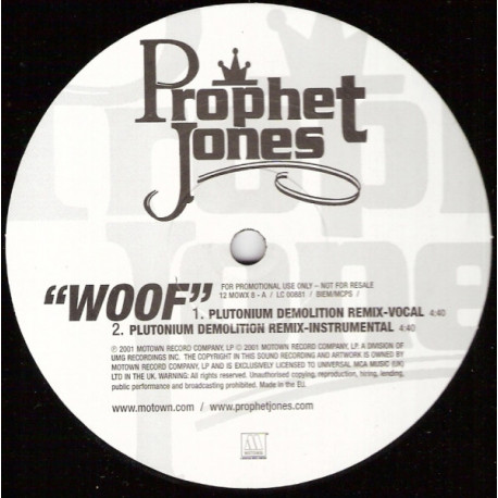 Prophet Jones - Woof (4 remixes) Vinyl Promo