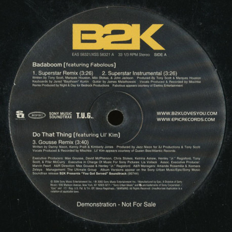 B2K - Badaboom featuring Fabolous (Superstar Remix / Superstar Instrumental / Hood Remix / Hood Instrumental) / Do that thing
