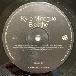 Kylie Minogue - Breathe (TNT Club Mix / Tees Freeze Mix / Sash Club / Nalin & Kane Remix) Vinyl Promo