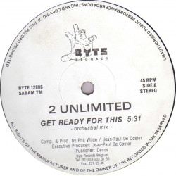 2 Unlimited - Get ready for this (2 mixes) / Pacific walk (Vinyl 12" Record)