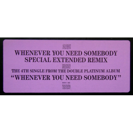 Rick Astley - Whenever You Need Somebody (Remix / Remix Dub / 7Inch Mix / Lonely Hearts Mix) SEALED Vinyl 12" Record