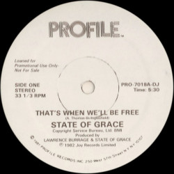 State Of Grace - Thats When We'll Be Free (Extended / Instrumental) Vinyl Record Promo