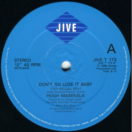 Hugh Masekela - Dont Go Lose It Baby (Hot African Mix) / African Breeze (Extended) 12" Vinyl