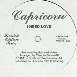 Capricorn - I Need Love (Vocal / Instrumental) 12" Vinyl Record Still In Plastic