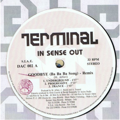 In Sense Out - Goodbye (Underground / Progressive / Trance / New Soul / Classic Soul / LP) 12" Vinyl