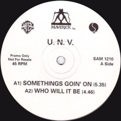 U.N.V - Somethings Goin On / Who Will It Be / Close Tonight (LP Sampler) Vinyl Promo