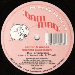 Cantor & Moses - Burning Temptation (Original Mix / Trance Mix / Edit) 12" Vinyl Record
