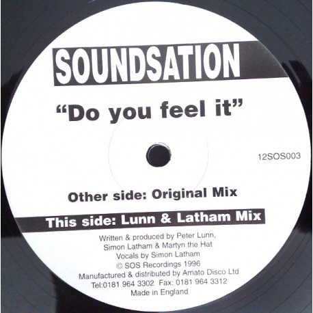 Soundsation - Do You Feel It (Original / Lunn & Latham Mix) 12" Vinyl Record