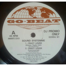 Sound Systemme - Crazy Lover (Master Radio Edit / Inst / Dub / Menthol Salad Mix) Promo Vinyl