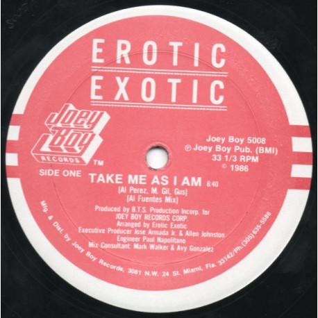 Erotic Exotic - Take Me As I Am (Original / Al Fuentes Mix) 12" Vinyl