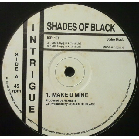Shades Of Black - Make U Mine / 2 Deep / C.O.D (Streetsoul) 12" Vinyl Record