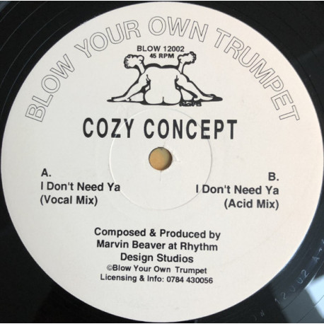 Cozy Concept - I Dont Need Ya (Vocal Mix / Acid Mix) 12" Vinyl Record