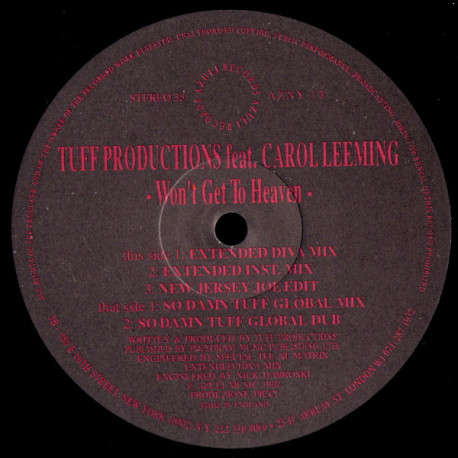 Tuff Productions Feat Carol Leeming - Wont Get To Heaven (Extended Mixes / So Damn Tuff Mixes / New Jersey Edit)