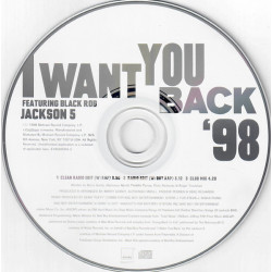 Jackson 5 feat Black Rob - I want you back 98 CD (clean radio edit (w/rap)/radio edit(w/out rap) * Club mix) promo