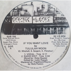 Tululah Moon - If You Want Love (Vocal Mix / Edit / Instrumental) 12" Vinyl Record