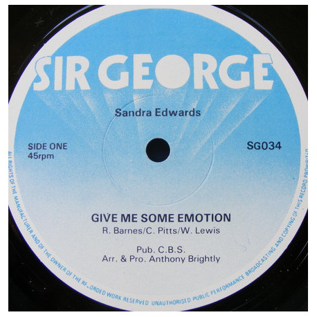 Sandra Edwards - Give Me Some Emotion (2 Mixes) 12" Reggae Vinyl