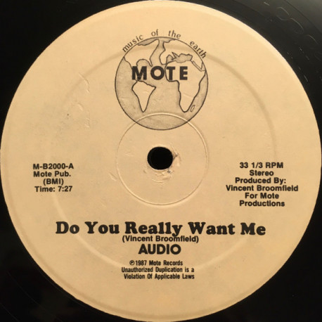 Audio - Do You Really Want Me (Vocal Mix / Instrumental) 12" Vinyl Record