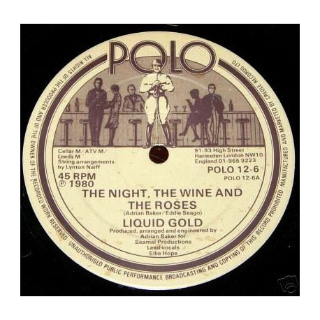 Liquid Gold - The Night The Wine The Roses (Vocal Mix / Instrumental) 12" Vinyl Record