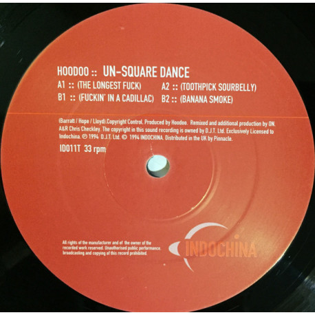 Hoodoo - Un Square Dance (4 Mixes) 12" Vinyl DJ Promo