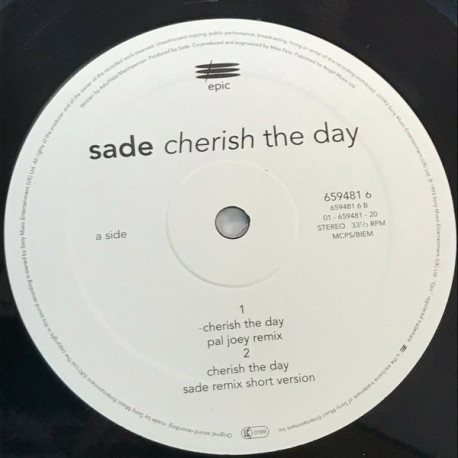 Sade - Cherish the day (Sade Long Remix / Sade Short Remix / Pal Joey Remix / Ronin Remix) 12" Vinyl Record