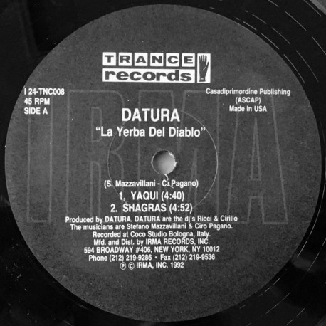 Datura - La Yerba Del Diablo (Yaqui / Shagras / Brujo / Achico) 12" Vinyl Record