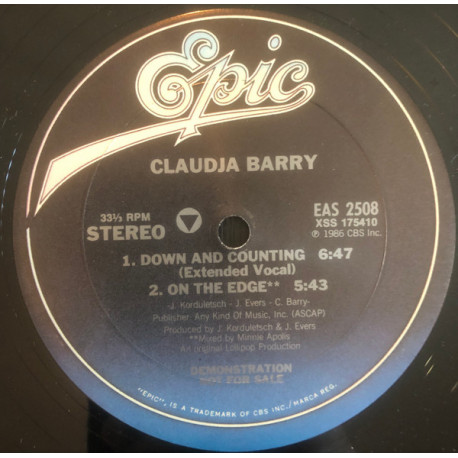 Claudja Barry - Down And Counting (Extended / Jack The Mega Dub / Acappella) / On The Edge