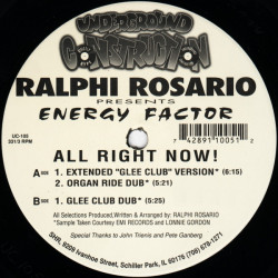 Ralph Rosario Presents Energy Factor - All Right Now (Extended / Organ Ride Dub / Glee Club Dub) 12" Vinyl Record