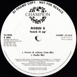 Robin S - Back It Up (Stone Club Mix / Radio Mix / Johan S Mix / Johan S Dub) 12" Vinyl Promo