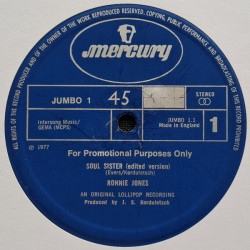 Ronnie Jones - Soul Sister (Long Version / Edit Version) 12" Vinyl Record Promo