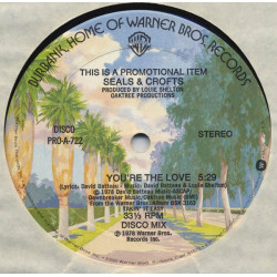 Seals & Crofts - Youre The Love (Disco Mix) Stereo / Mono Versions (12" Vinyl Promo)