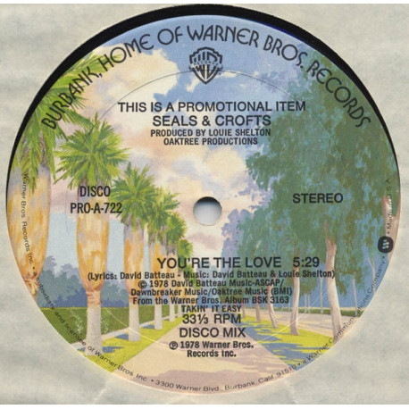Seals & Crofts - Youre The Love (Disco Mix) Stereo / Mono Versions (12" Vinyl Promo)