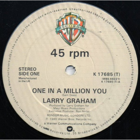 Larry Graham - One In A Million You / The Entertainer (12" Vinyl Record)