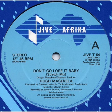 Hugh Masekela - Dont go lose it baby (Stretch mix / LP Version / Dub mix) Promo 12" Vinyl Record