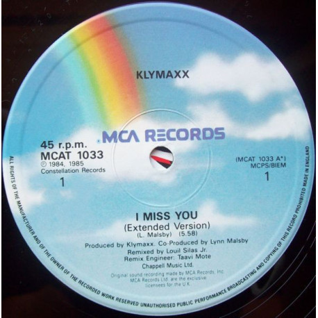 Klymaxx - I Miss You (Extended / Instrumental) / Video Kid (12" Vinyl Record)