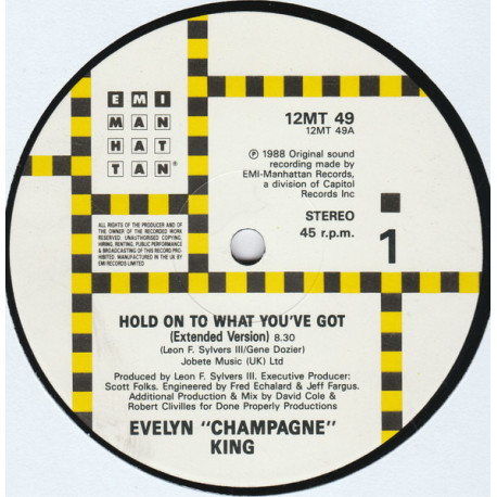 Evelyn Champagne King - Hold On To What Youve Got (Extended / Radio / Instrumental) 12" Vinyl Record
