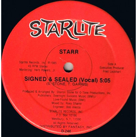 Starr - Signed & Sealed (Vocal Mix / Dub Mix) 12" Vinyl Record