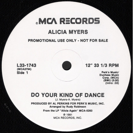 Alicia Myers - Do Your Kind Of Dance (Long Version / Short Version) 12" Vinyl Promo