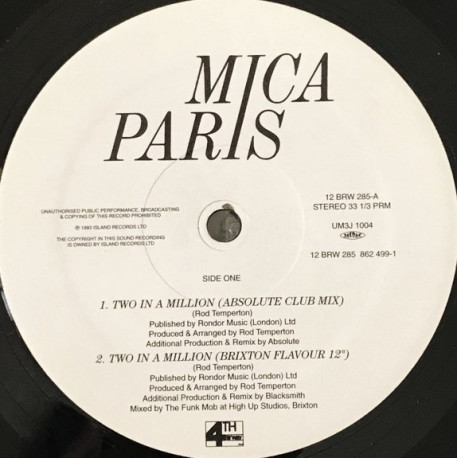 Mica Paris - Two In A Million (Absolute Club Mix / Brixton Flavour Mix / Driza Bone Mix) / Love Bizarre
