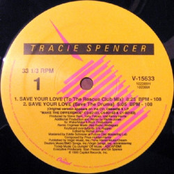 Tracie Spencer - Save Your Love (Rescue Club Mix / Drums / Groove Your Love Mix / Hot Radio Mix) 12" Vinyl
