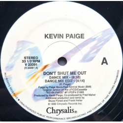Kevin Paige - Dont Shut Me Out (Dance Mix / Dance Edit / Alternate Vocal Mix / LP Mix) SEALED US 12" Vinyl