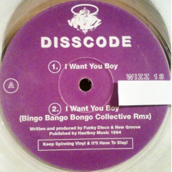 Disscode - I Want You Boy (Original / Bingo Bango Bongo Collective Remix) 12" CLEAR Vinyl
