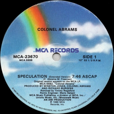 Colonel Abrams - Speculation (Extended / Radio Edit / Instrumental / Woo Woo Version) Vinyl 12"