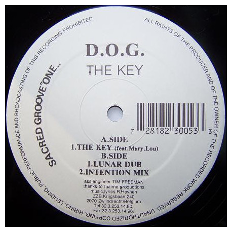 D.O.G - The Key (Vocal Mix / Lunar Dub / Intention Mix) 12" Vinyl Record