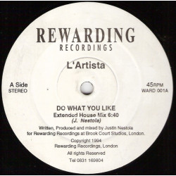 L'Artista - Do What You Like (Extended House Mix / Extended Garage Mix) 12" Vinyl